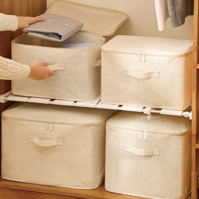 ベッド 下 収納 麻素材防湿防塵蓋付き衣装ケース
