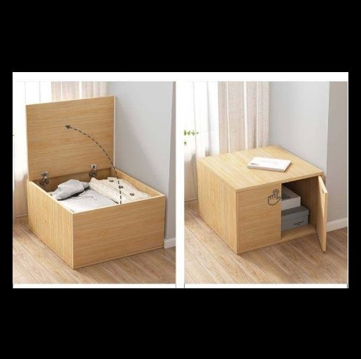 ベッド 下 収納 静音蝶番付き上開き式木目調収納ボックス