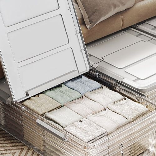 ベッド 下 収納 キャスター付き透明蓋衣装ケース積み重ね型