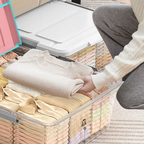 ベッド 下 収納 キャスター付き透明蓋衣装ケース積み重ね型