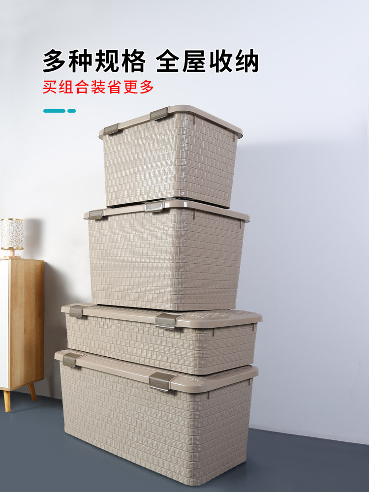 ベッド 下 収納 編み目模様付き多段式蓋付き収納ボックス