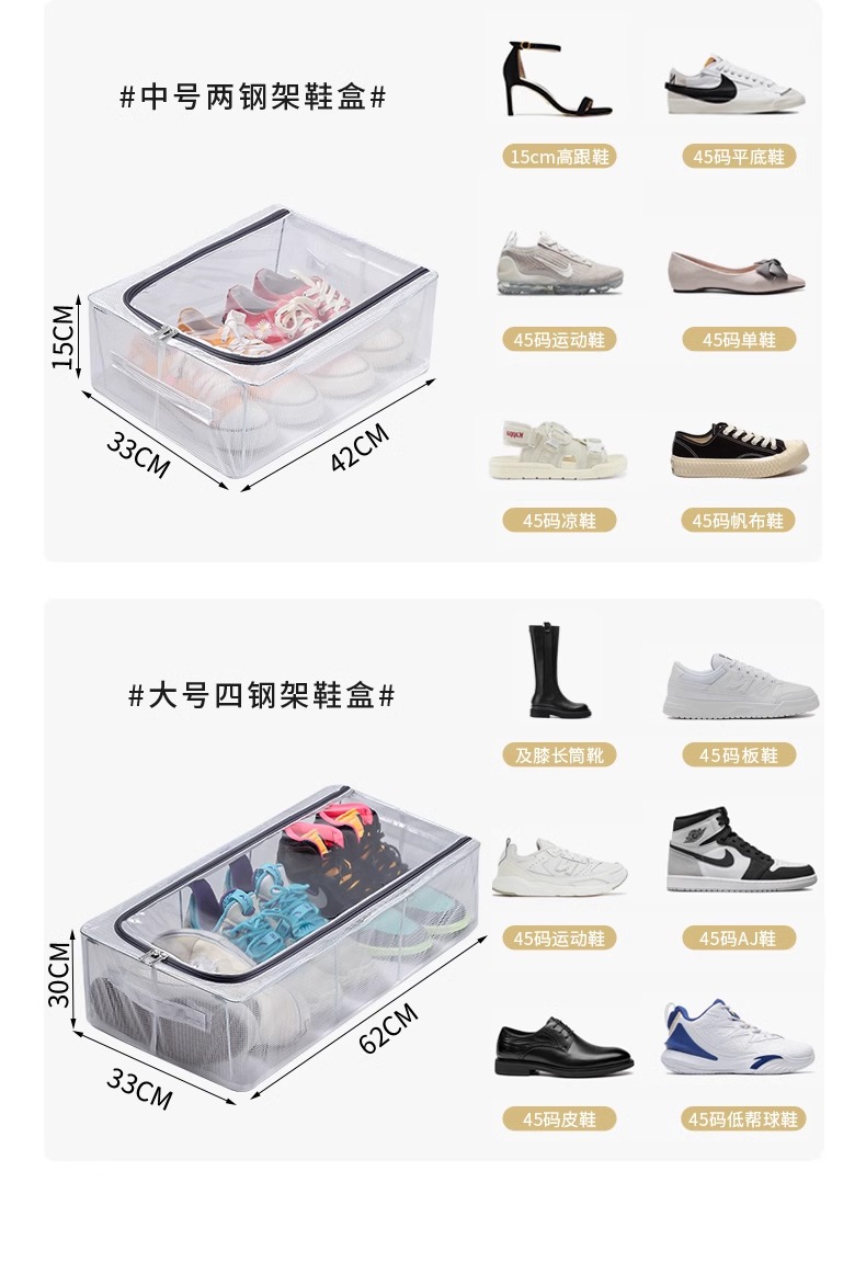 ベッド 下 収納 透明メッシュ靴収納ボックス