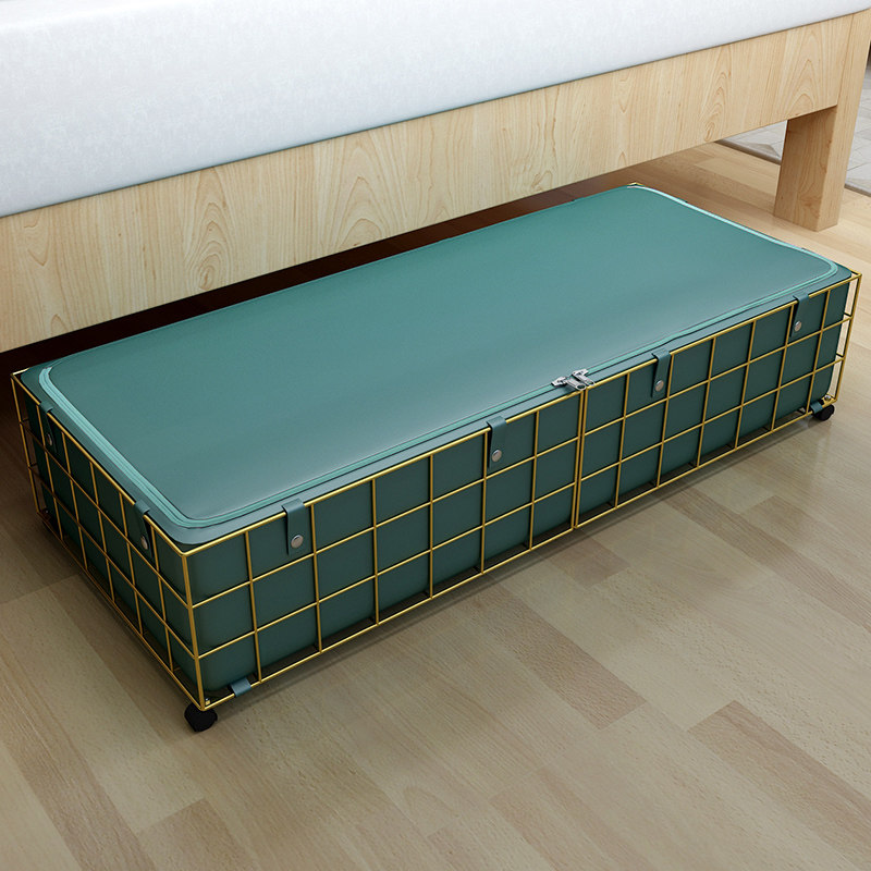 ベッド 下 収納 格子柄フレーム付きキャスター式ベッド下衣装ケース