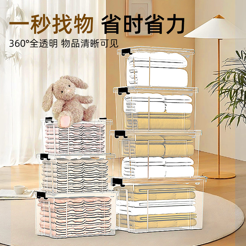 ベッド 下 収納 多サイズ展開透明蓋付き衣装ケース