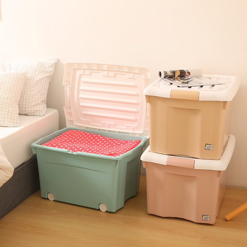 ベッド 下 収納 キャスター付き大容量蓋付き衣装ケース