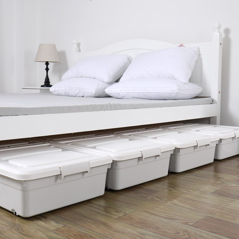 ベッド 下 収納 キャスター付き大容量フラット蓋付き衣装ケース