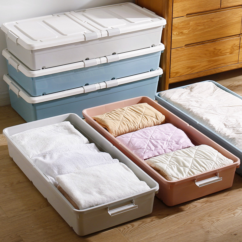 ベッド 下 収納 キャスター付き大容量フラット蓋付き衣装ケース