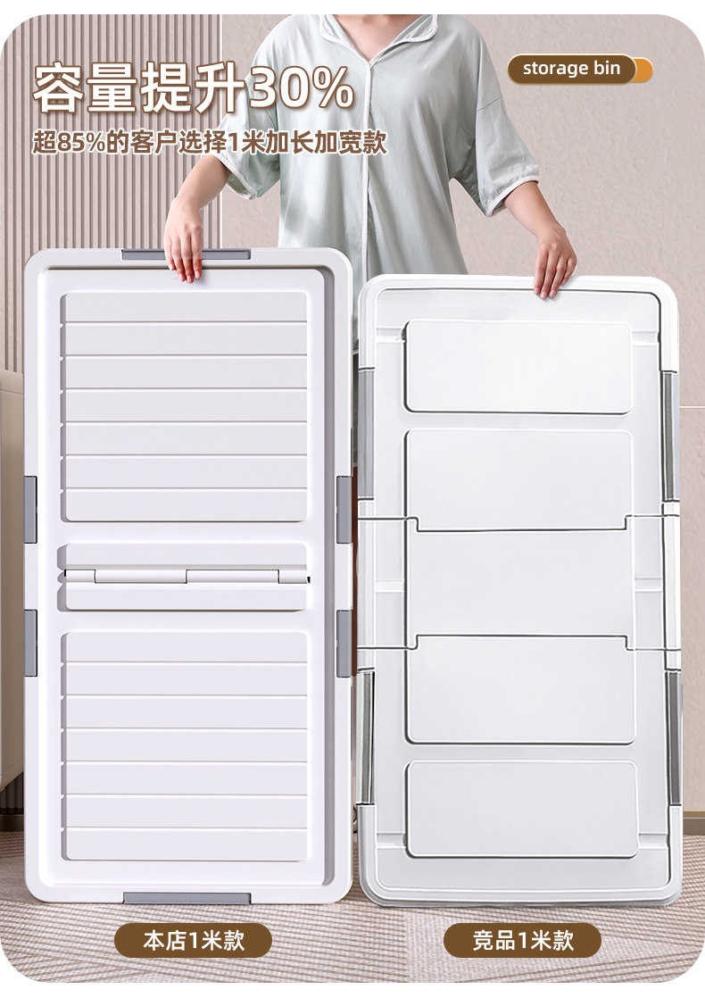 ベッド 下 収納 キャスター付き蓋付き大容量ベッド下衣装ケース