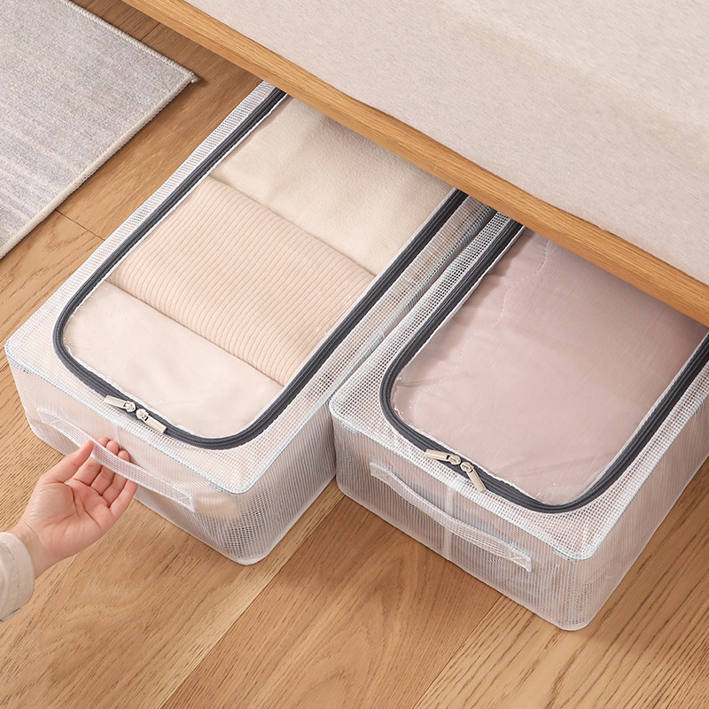 ベッド 下 収納 通気性抜群メッシュ窓付き折りたたみ式衣装ケース