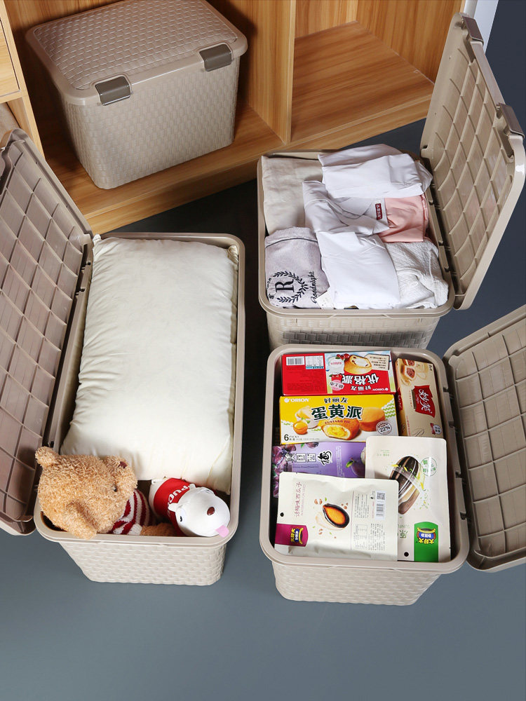 ベッド 下 収納 編み目模様付き多段式蓋付き収納ボックス