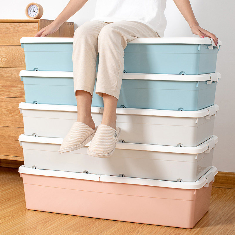 ベッド 下 収納 高さ選べる低型蓋付き衣装ケース四個組