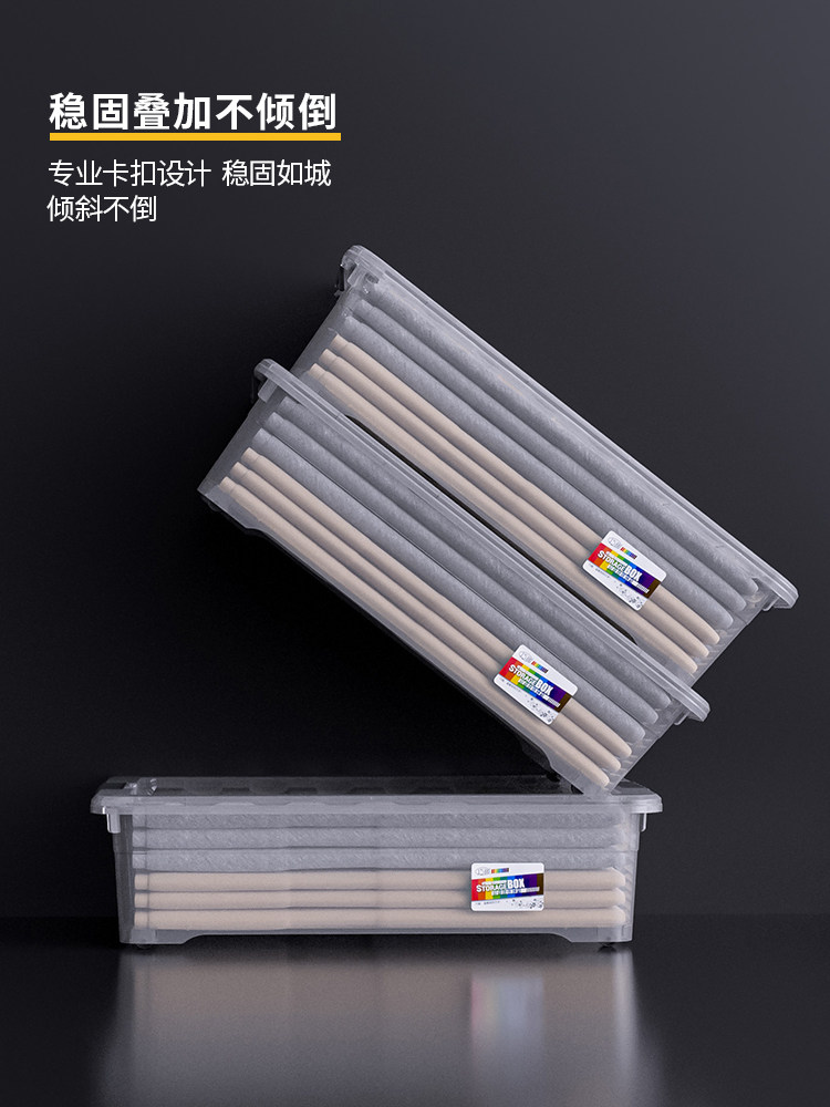 ベッド 下 収納 キャスター付き薄型衣装ケース三個組