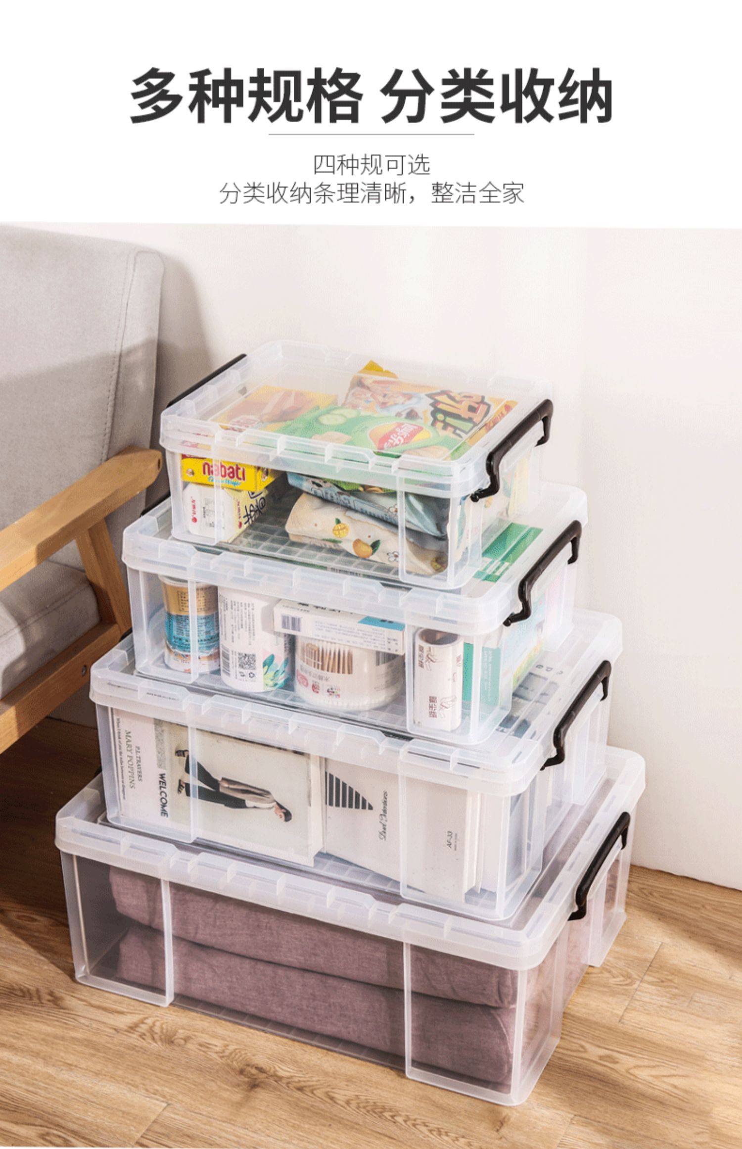 ベッド 下 収納 扁平型取っ手付き透明衣装ケース