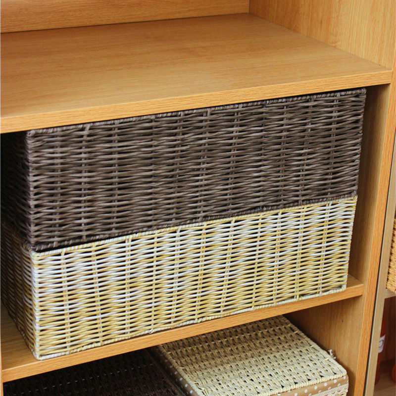 ベッド 下 収納 天然素材編み込み式持ち手付き収納かご