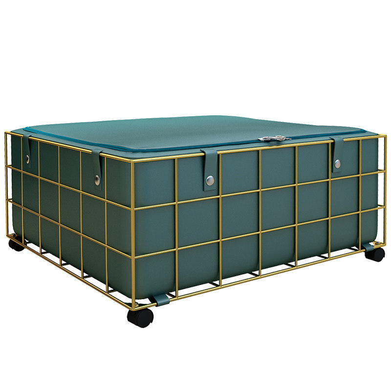 ベッド 下 収納 格子柄フレーム付きキャスター式ベッド下衣装ケース