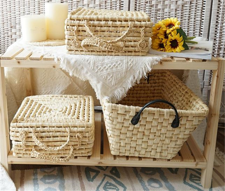 ベッド 下 収納 手編み収納かご 衣装ケース レトロ風装飾バスケット