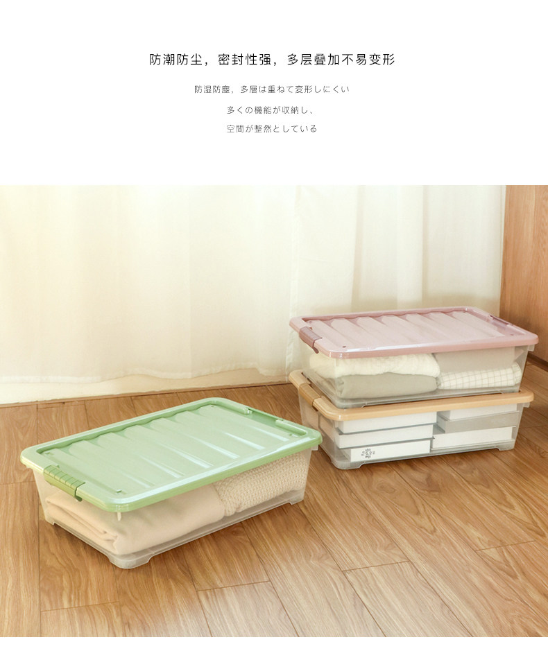 ベッド 下 収納 キャスター付き透明蓋ロック式ベッド下衣装ケース