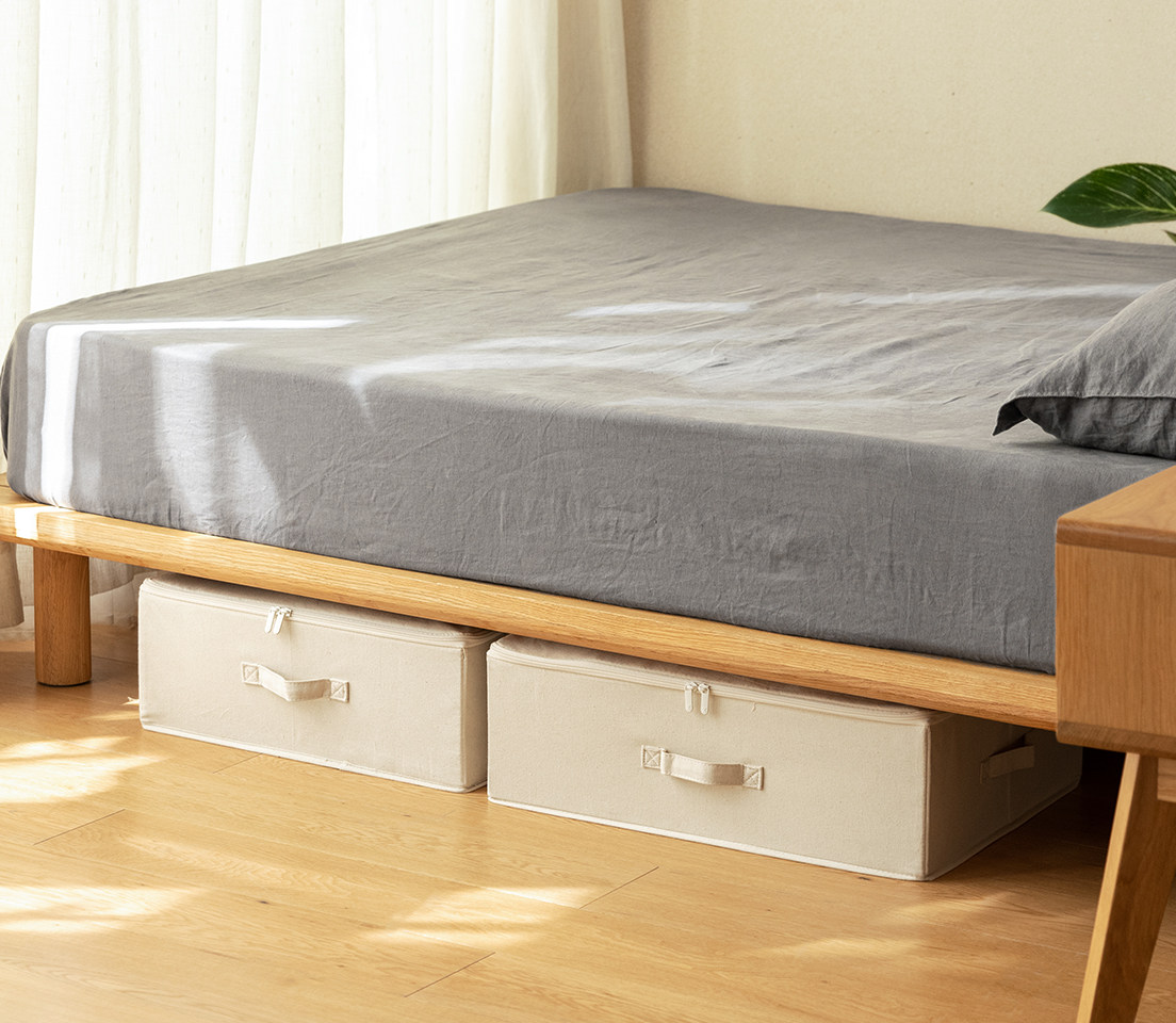 ベッド 下 収納 取っ手付き大容量ファスナー式布製衣装ケース