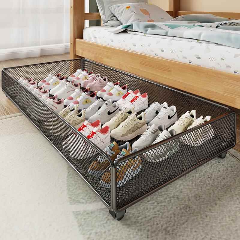 ベッド 下 収納 メッシュデザイン靴収納キャスター