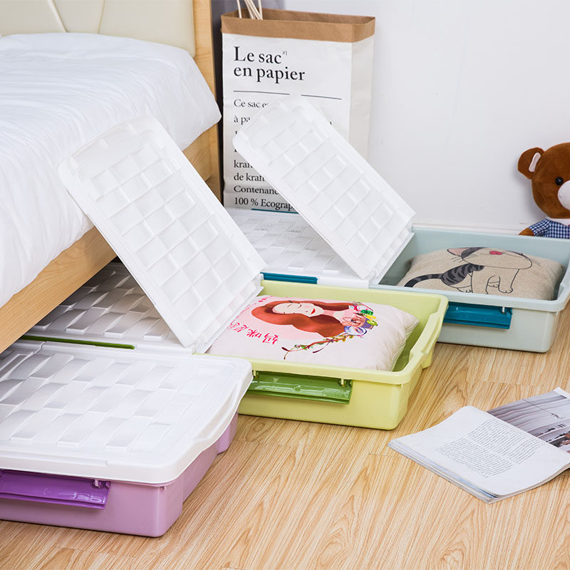 ベッド 下 収納 薄型フラット蓋付き衣装ケース積み重ね式