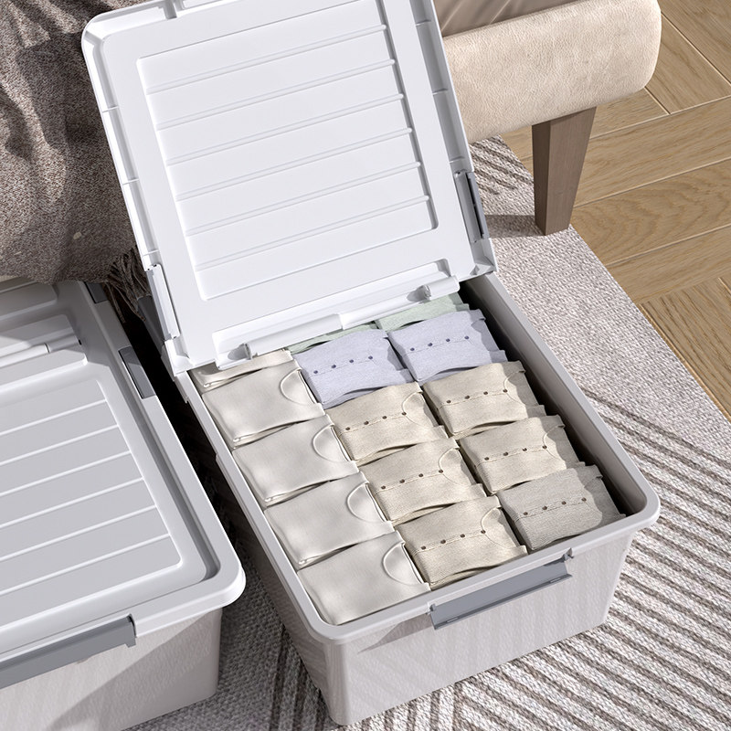 ベッド 下 収納 キャスター付き蓋付き大容量ベッド下衣装ケース