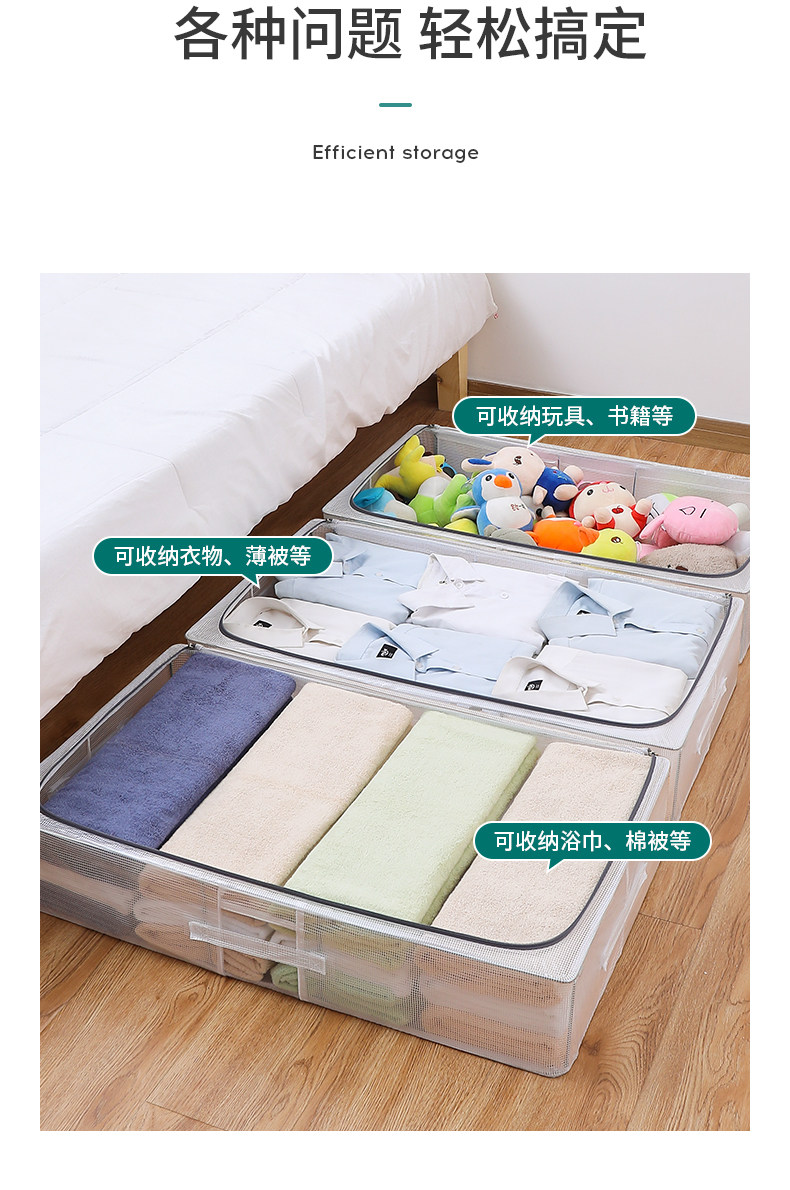ベッド 下 収納 扁平型透明窓付き大容量布製衣装ケース