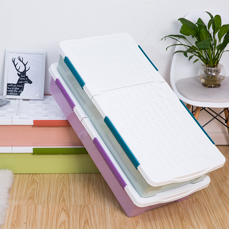 ベッド 下 収納 薄型フラット蓋付き衣装ケース積み重ね式