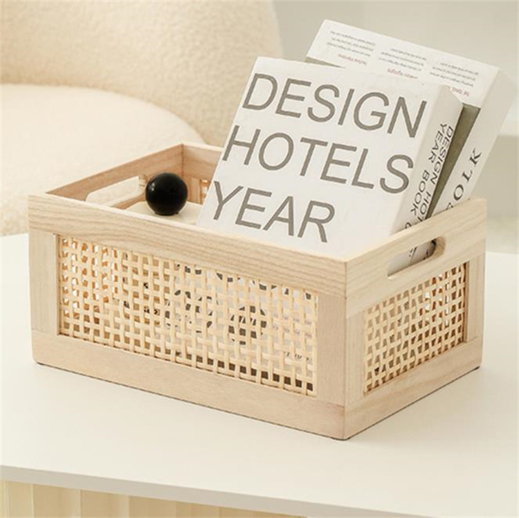 ベッド 下 収納 無垢材竹編み長方形衣装ケース木製収納箱