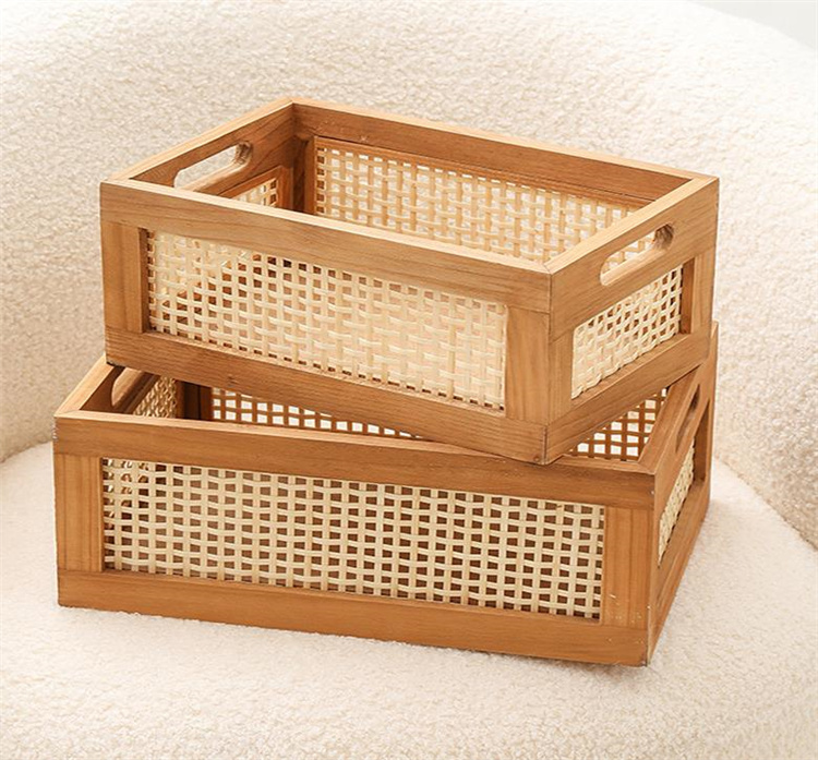 ベッド 下 収納 無垢材竹編み衣装ケース大容量収納ボックス