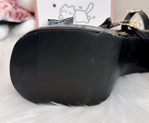 厚底パンプス リボン付き姫系ハイヒール靴