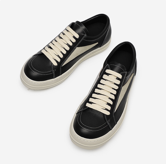 男女兼用厚底スニーカー黒白配色ストリート系ウォーキングシューズ