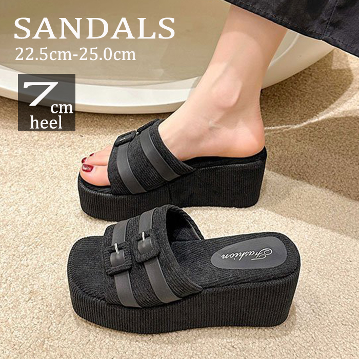 厚底サンダル 軽量 通気性 ウェッジソール スタイルアップ
