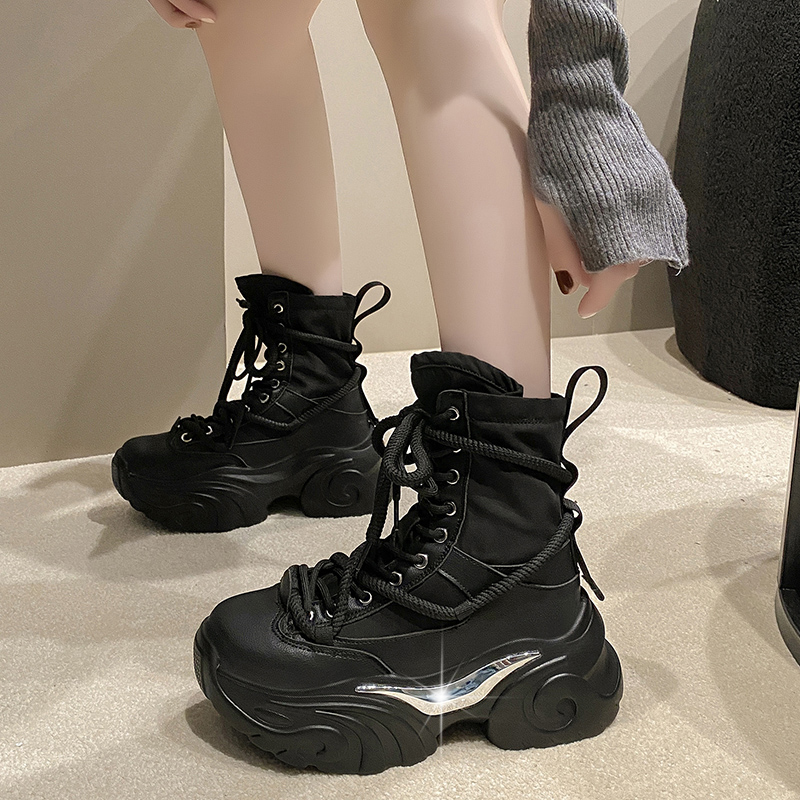 厚底商品 ボリューム厚底 レースアップブーツ