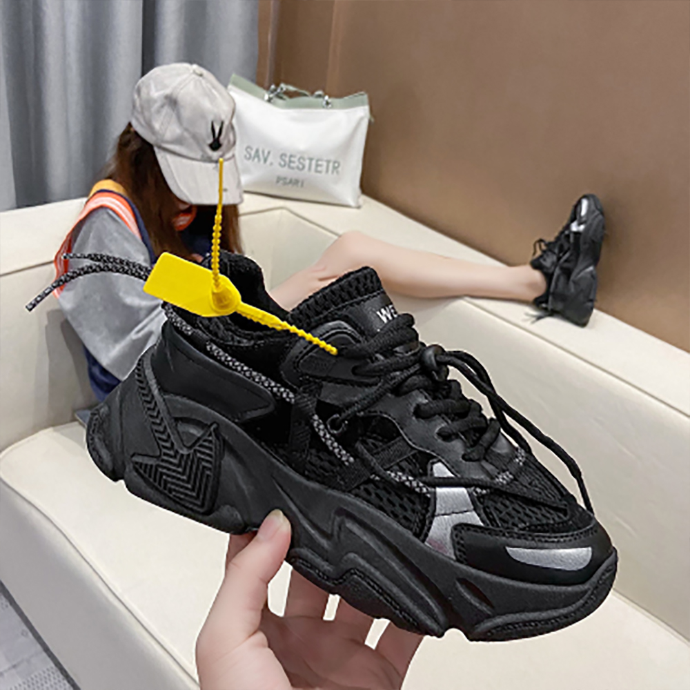 2025新作 レディース 厚底スニーカー 紐靴 美脚効果