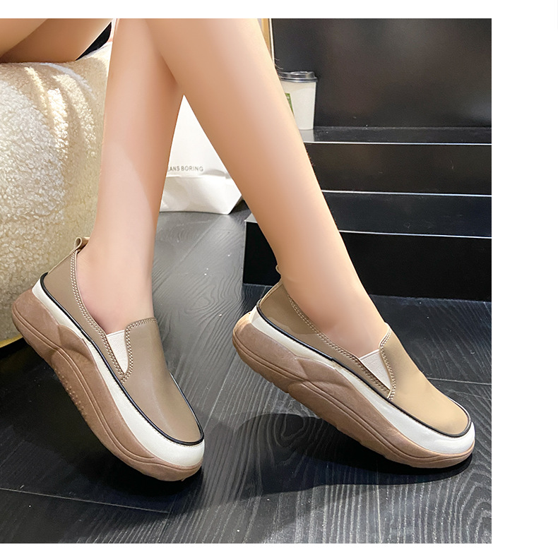 【レトロ配色×美脚スタイルアップ×韓国系】3.5cm厚底スリッポンスニーカー