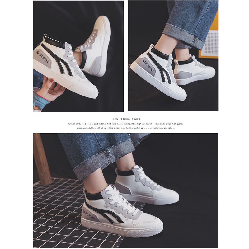 女性用厚底スニーカー白色紐靴滑り止め脚長効果