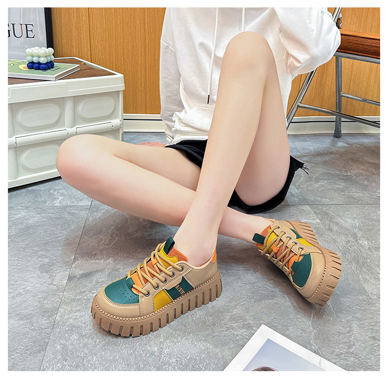 【レトロ配色×美脚スタイルアップ×韓国系】5.0cm厚底スニーカー