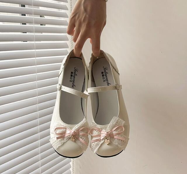 【甘かわロリータ】レース付きストラップ厚底パンプス（6cm）