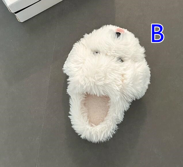 【ほっこり癒し】犬顔もこもこ厚底スリッパ（3cm・秋冬つっかけ）