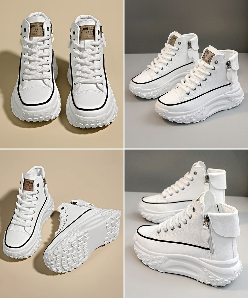 レディース ハイカット 厚底 紐付き スニーカー