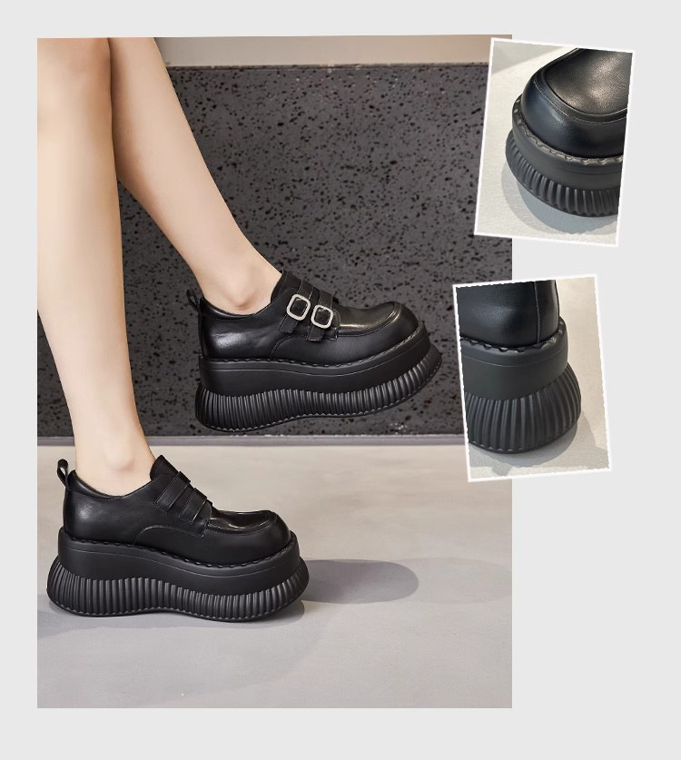 【厚底×ダブルバックル×モダン】ローファー｜脚長見え×安定感×きれいめ対応