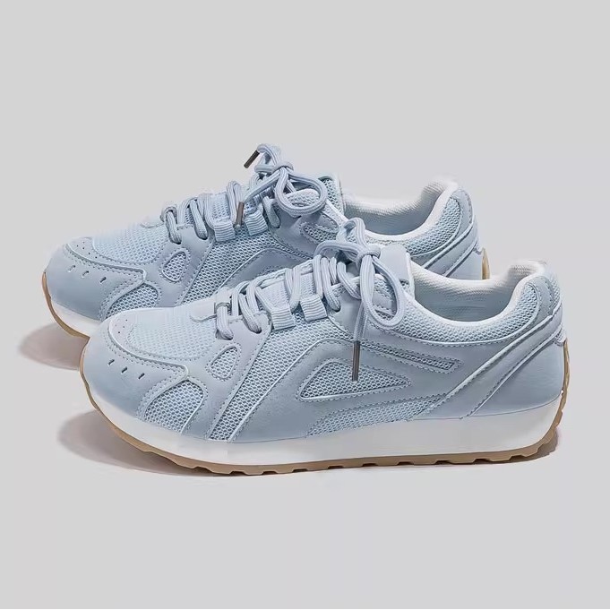 レディース厚底メッシュスポーツシューズ紐靴