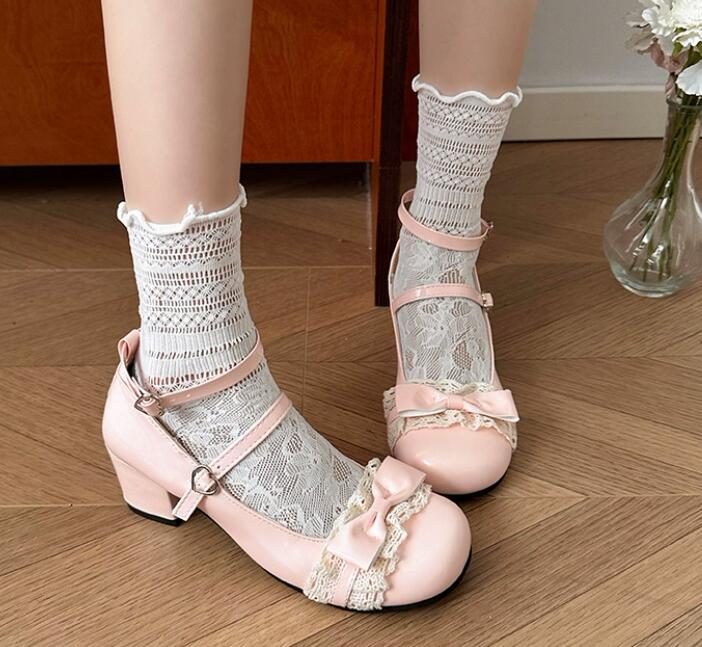 【姫かわエレガント】レース合皮厚底パンプス（6cm・乙女系）