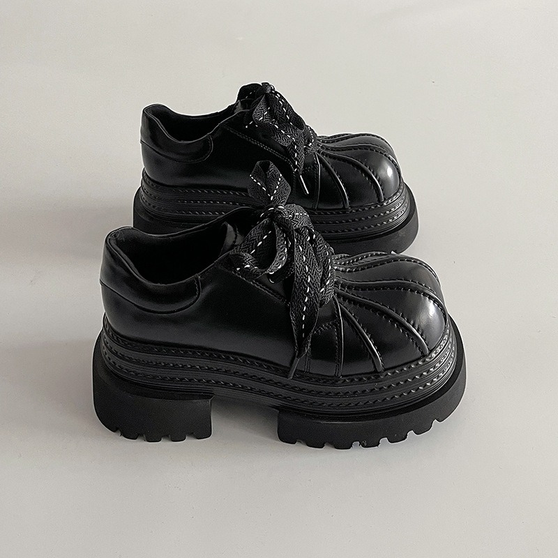 厚底スニーカー 紐靴 女性用 ローカット シューズ