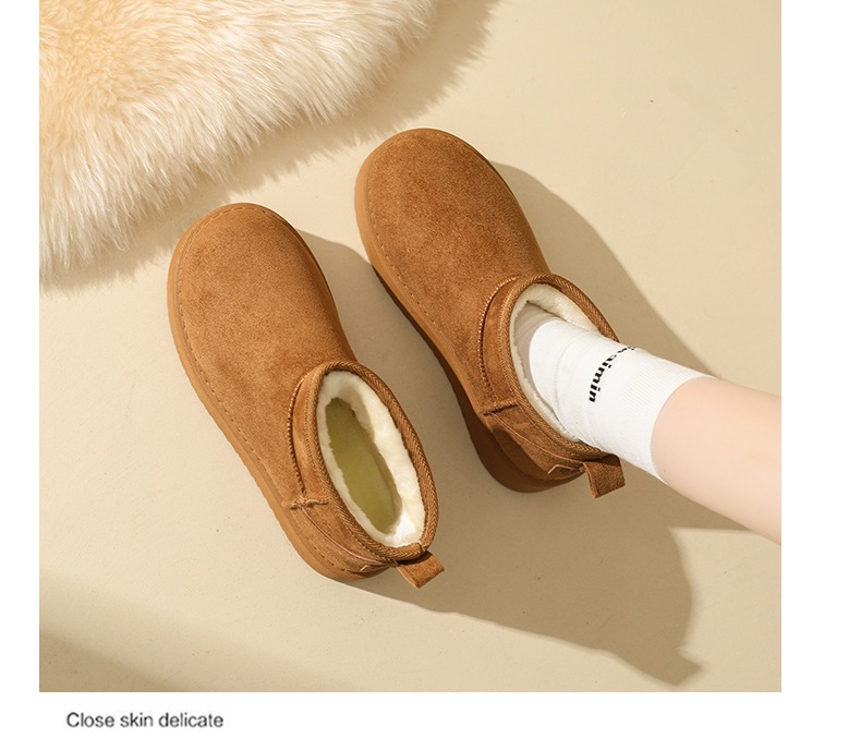 2025新作 レディース ムートン風厚底ブーツ 裏起毛 もこもこ