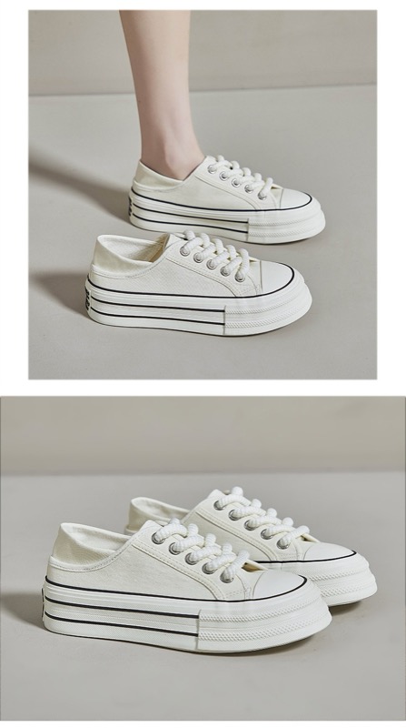 厚底スニーカー 紐付きローカット 女性用カジュアル靴