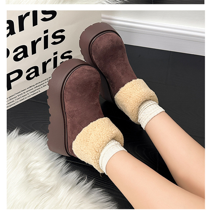 冬新作 もこもこ裏起毛ブーツ 厚底 暖かスノーブーツ