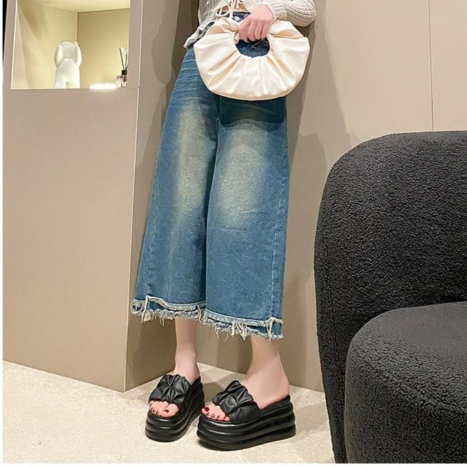 厚底商品 ギャザーリボン厚底サンダル