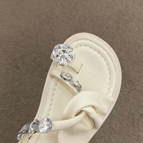 厚底 宝石交差ストラップ厚底サンダル