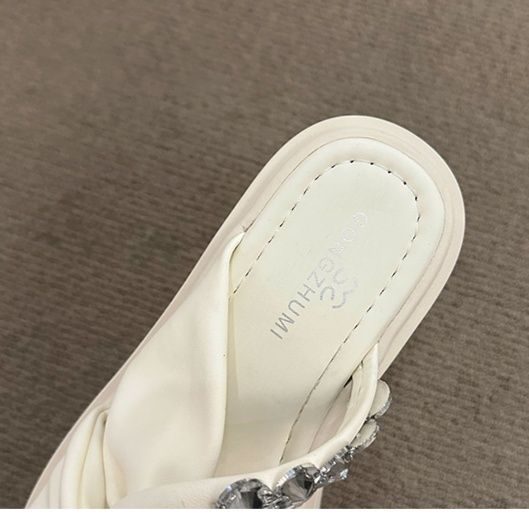 厚底 宝石交差ストラップ厚底サンダル